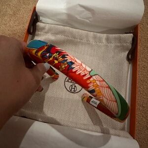 HERMES Elsa Fantaisie Botanique Hair Band Orange